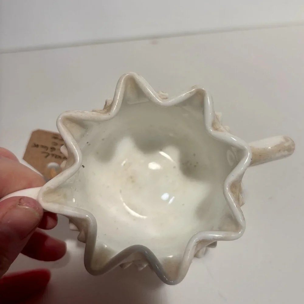 Vintage Old Fenton Milk Glass Hobnail Star Top Sugar and Creamer Set